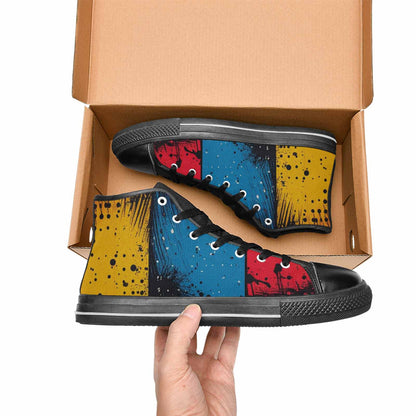 WOMEN'S Comic Book Halftone High Top Canvas Dark Academia Custom Shoes