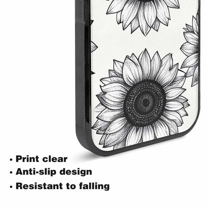 iPhone 15 Case — Minimalist Line Art Sunflower, Custom Designed Case Cover