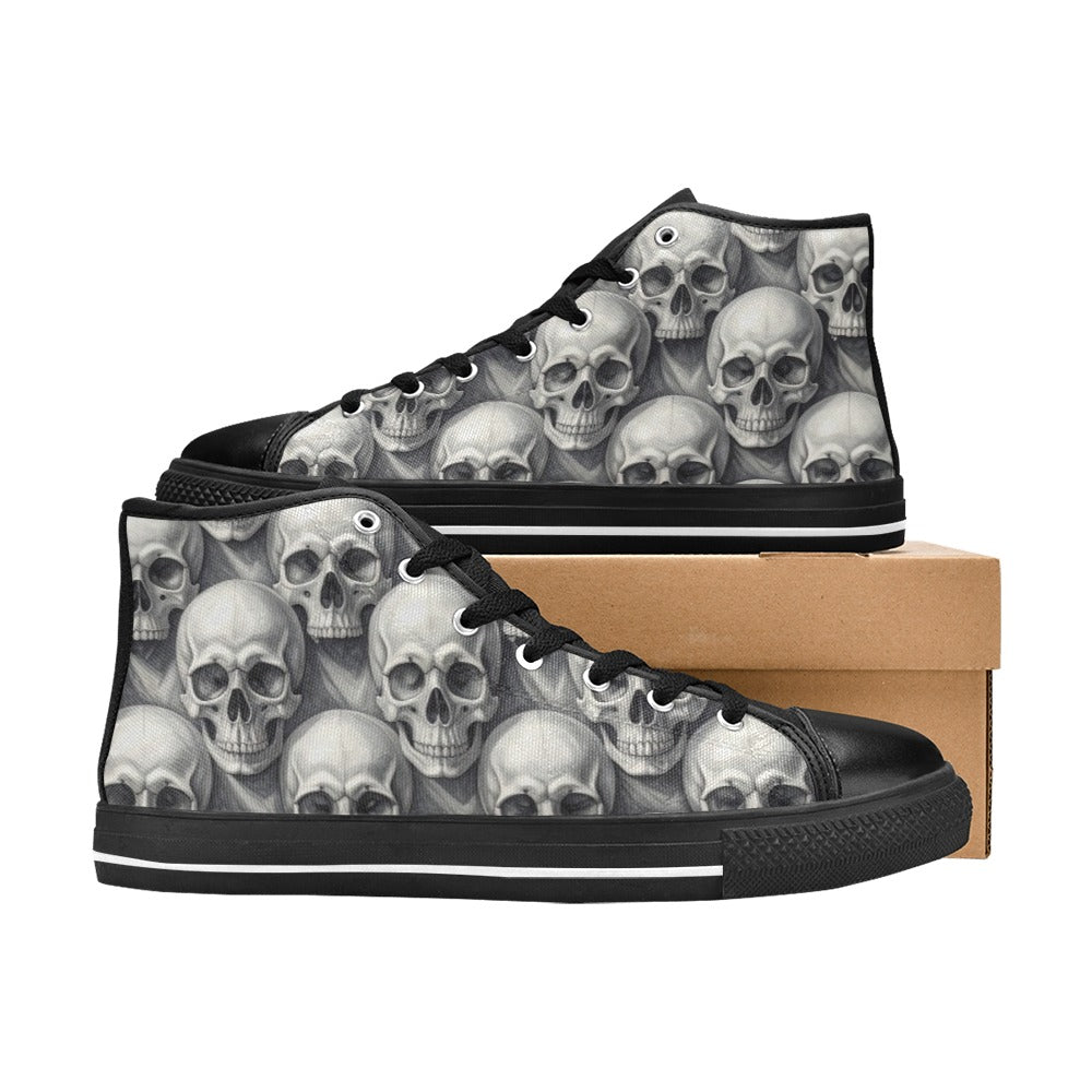 WOMEN'S Hyper Realistic Skull High Top Canvas Vivid Sneakers