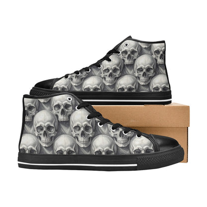 WOMEN'S Hyper Realistic Skull High Top Canvas Vivid Sneakers