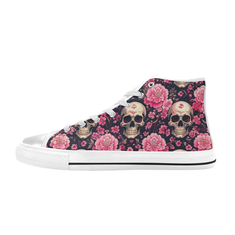 MEN'S Skull Cherry Blossom High Top Canvas Aesthetic Sneakers