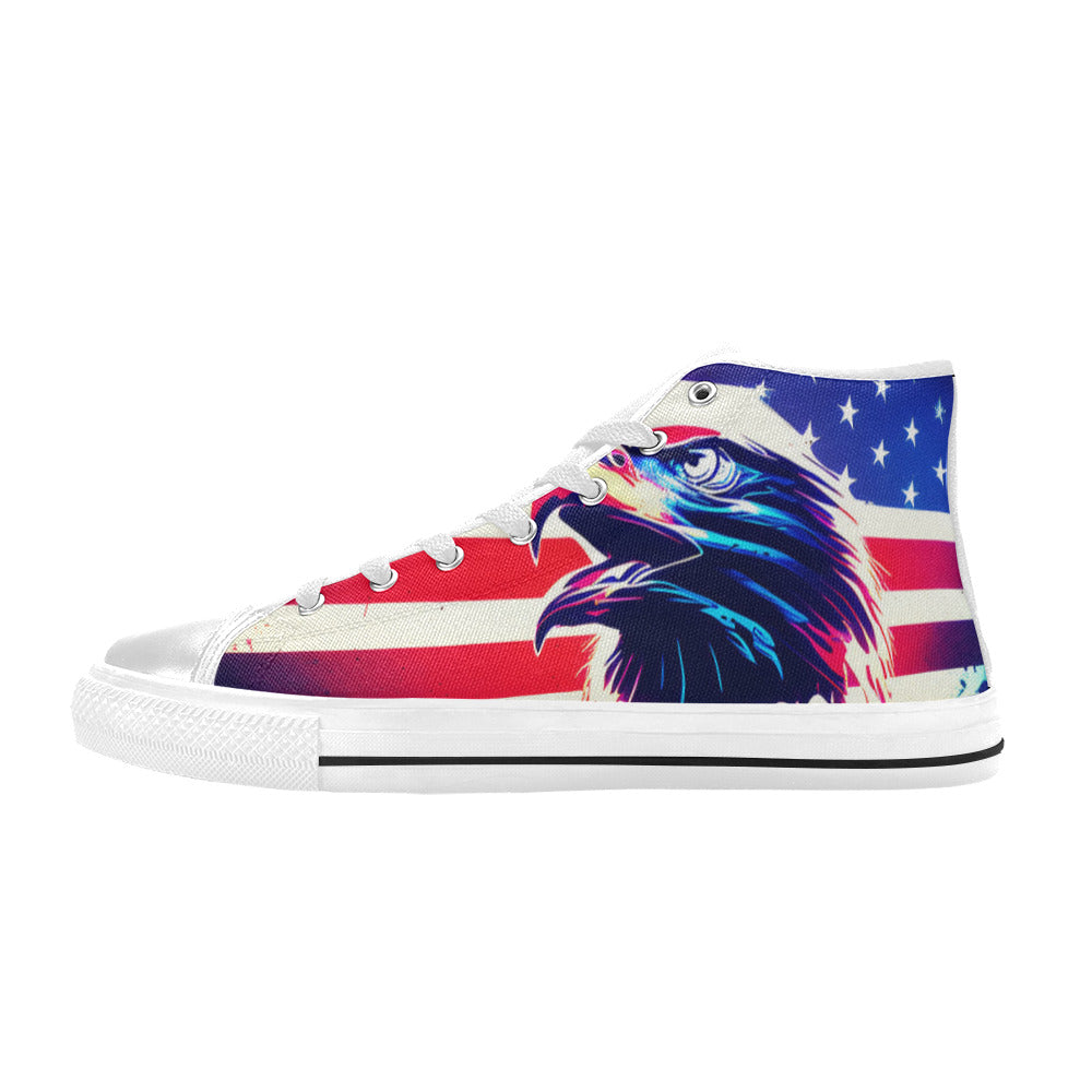 WOMEN'S Patriotic Eagle High Top Canvas Cottagecore Sneakers