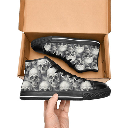 WOMEN'S Hyper Realistic Skull High Top Canvas Vivid Sneakers