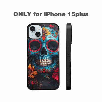iPhone 15 Plus Case — Graffiti Skull Art Seamless Pattern Vibrant, Custom Printed Phone Case