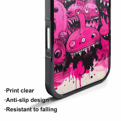 iPhone 17 Pro Case — Black Pink Ink Monsters General Cartoon, Custom Made Phone Cover