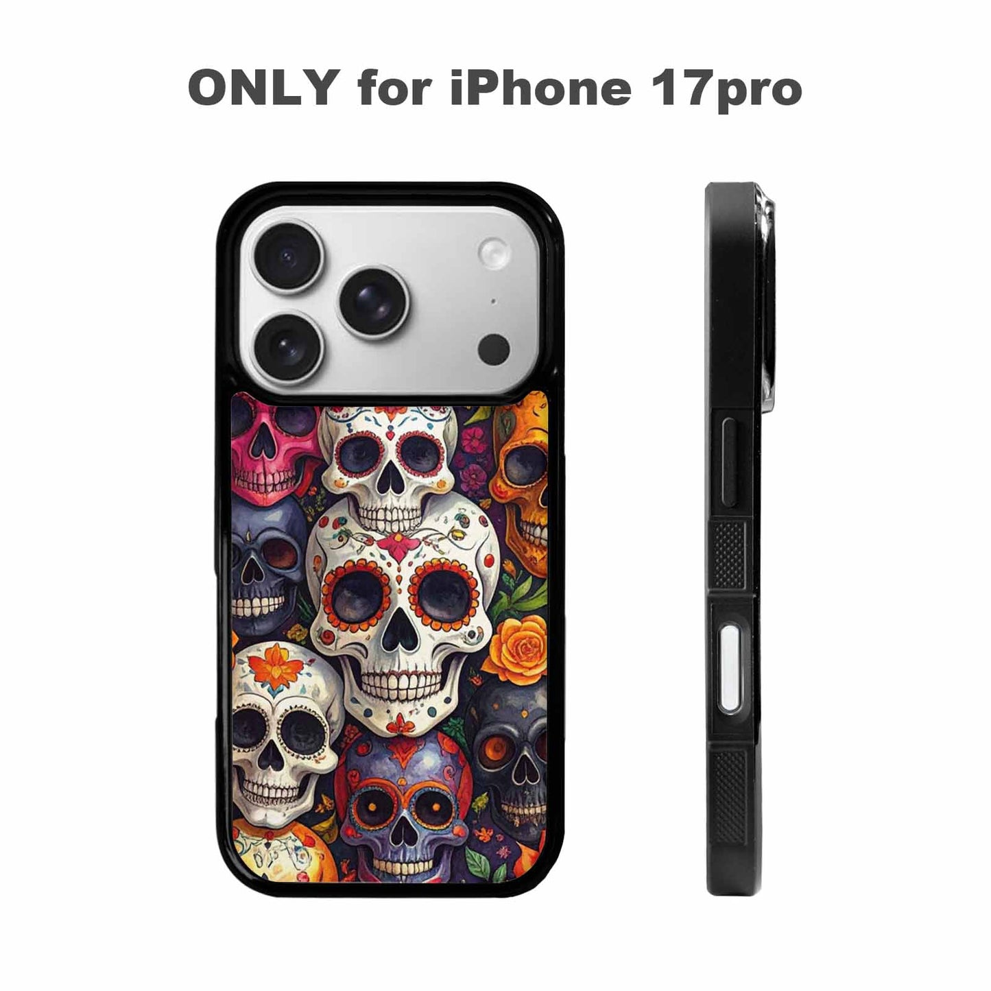 iPhone 17 Pro Case — Small Skull Pattern Randomly Varying Gothic, Custom Printed Phone Case
