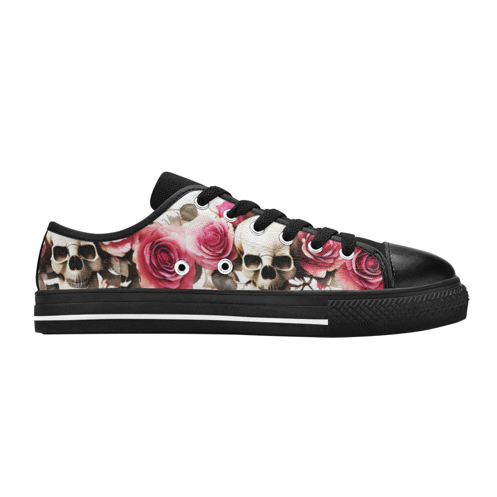 WOMEN'S Skulls Roses Deluxe 14 Canvas Vibrant Chaos Custom Sneakers