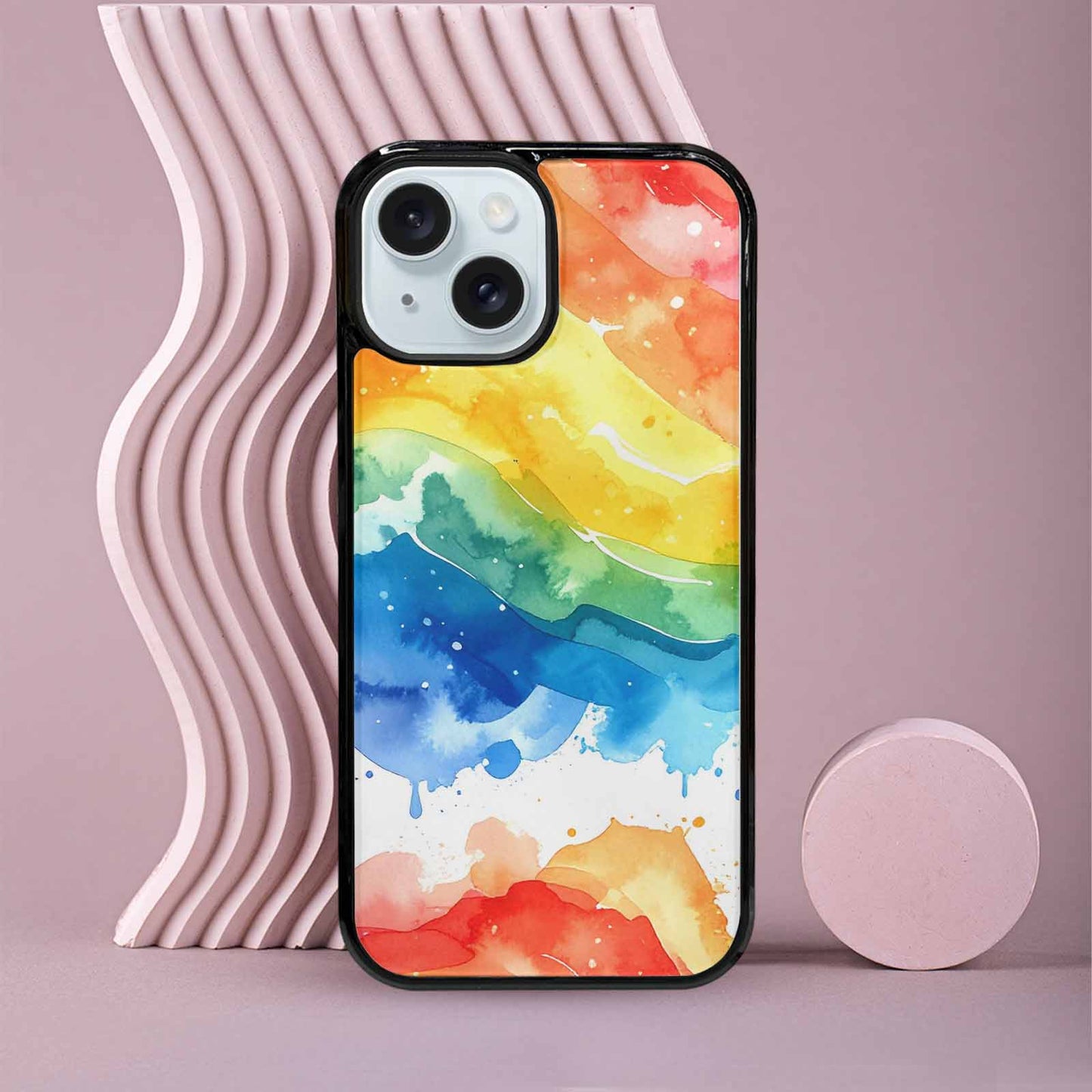 iPhone 15 Case — Watercolor Splash Abstract Pattern Seamless Repeat, Customized Protective Case