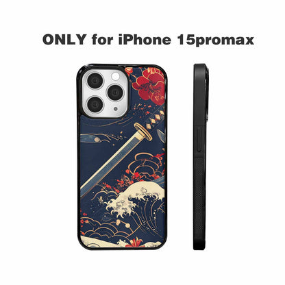 iPhone 15 Pro Max Case — Samurai Art Repeat Pattern, Custom Designed Case Cover
