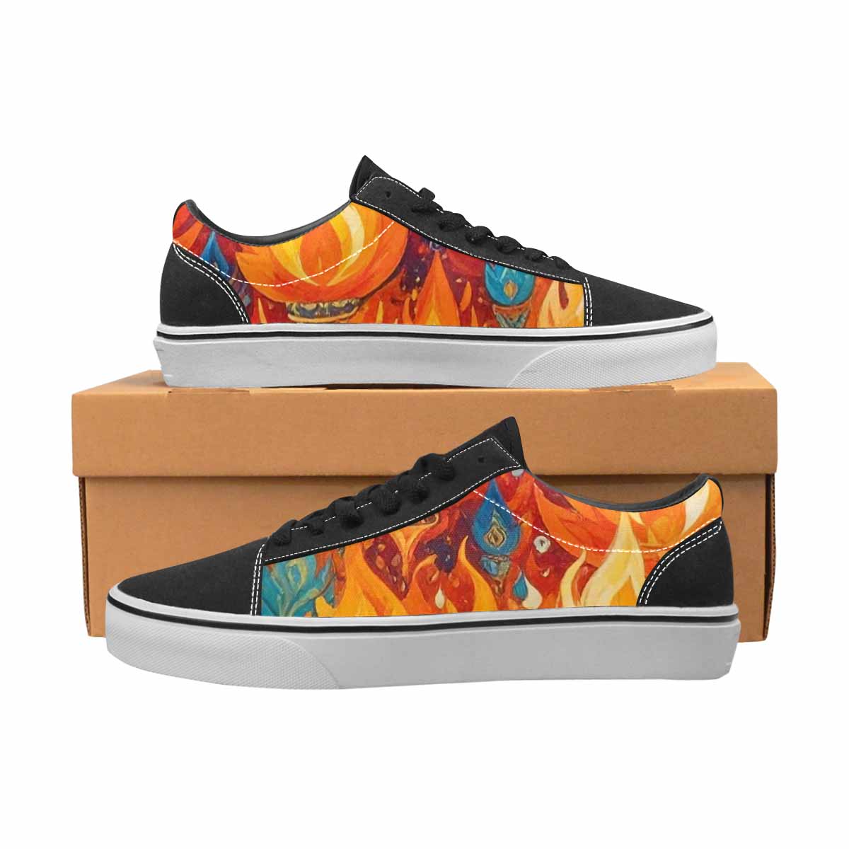 WOMEN'S Flame Burst Lace-Up Canvas Dreamcore Custom Shoes