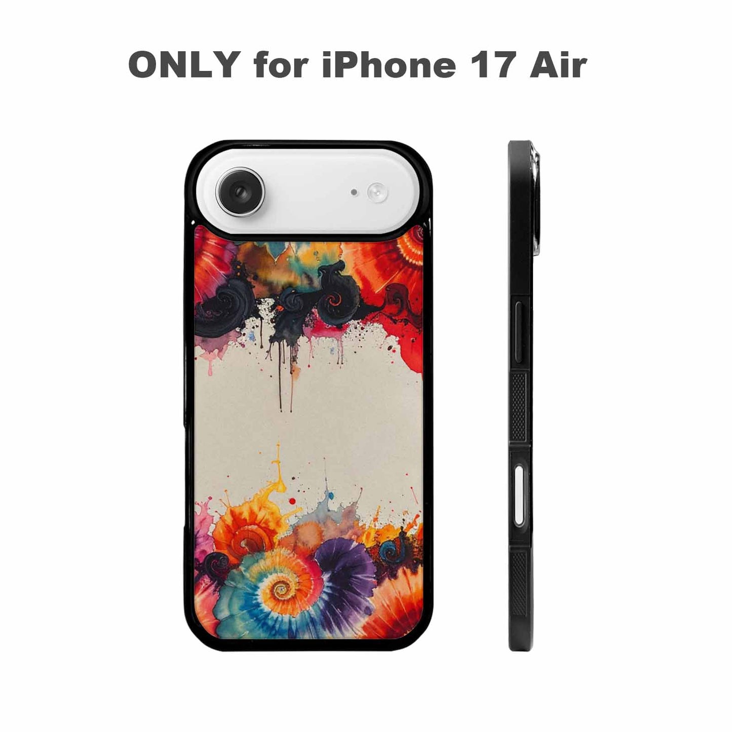 iPhone 17 Air Case — Tie Dye Swirls Black Red Tie, Custom Print Case Cover