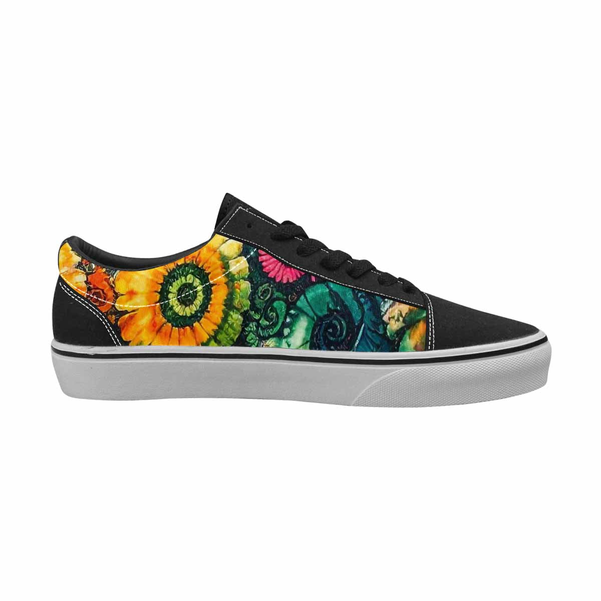 WOMEN'S Tie Dye Black & Green Ink Canvas Statement Vibrant Chaos Custom Shoes