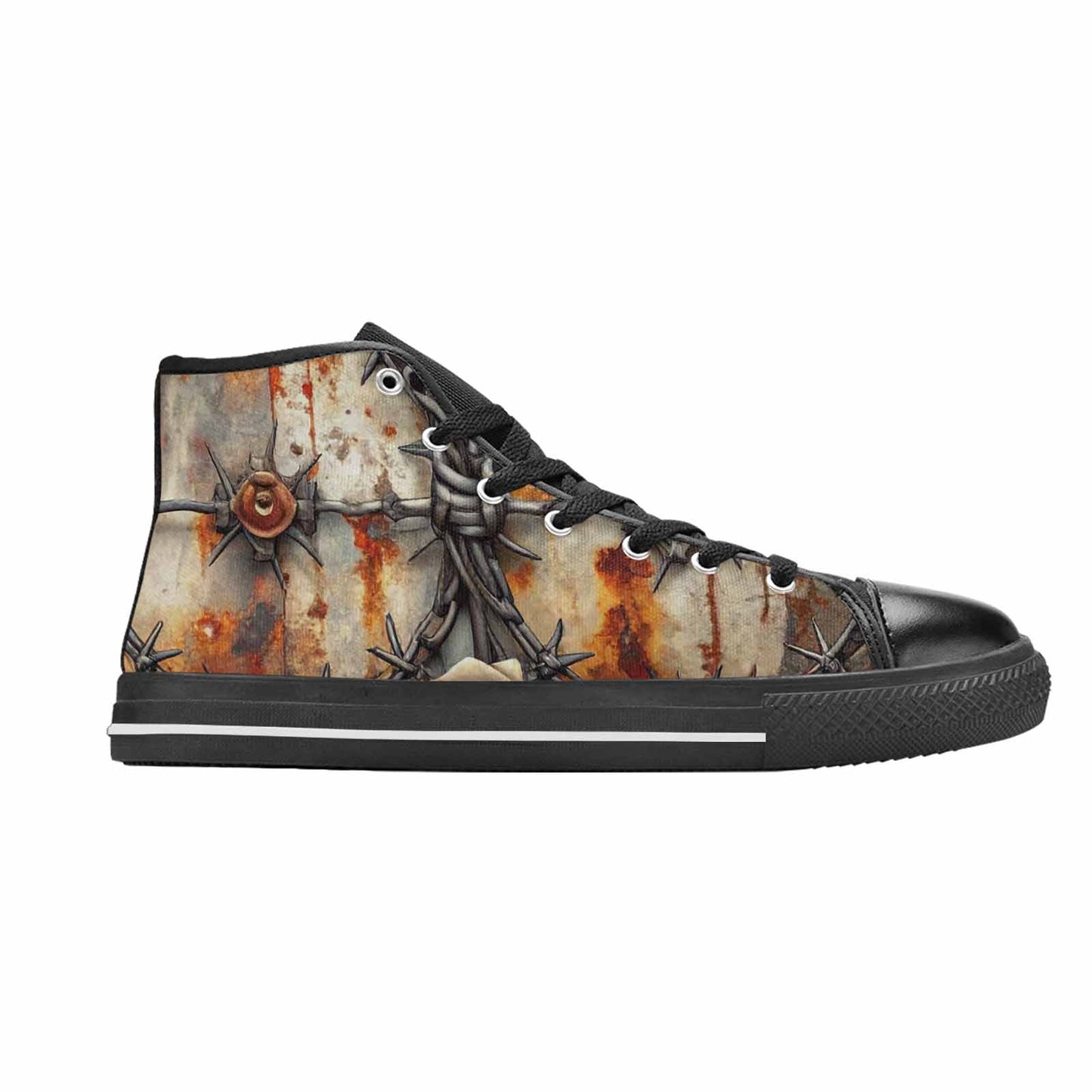 MEN'S Barbed Wire Chain High Top Canvas Grunge Sneakers