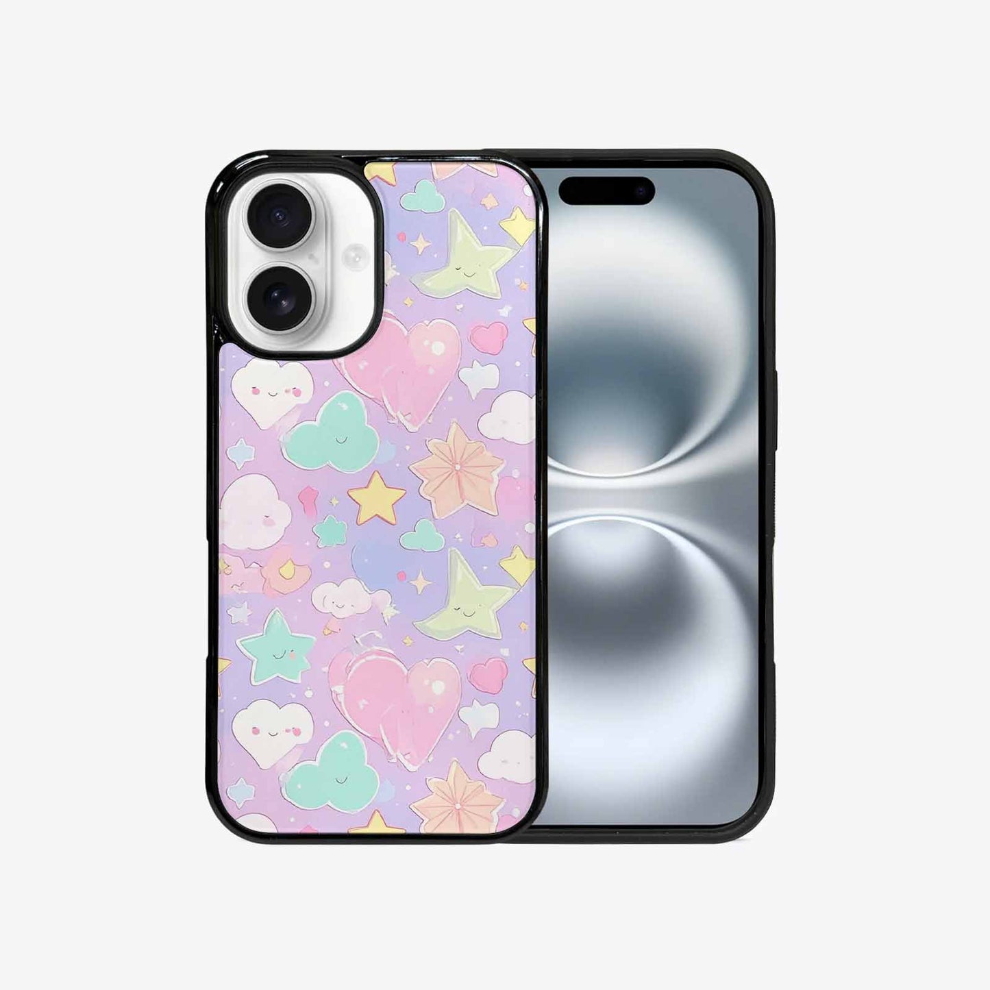iPhone 16 Case — Cute Kawaii Style Generic Icons Stars, Original Design Phone Case