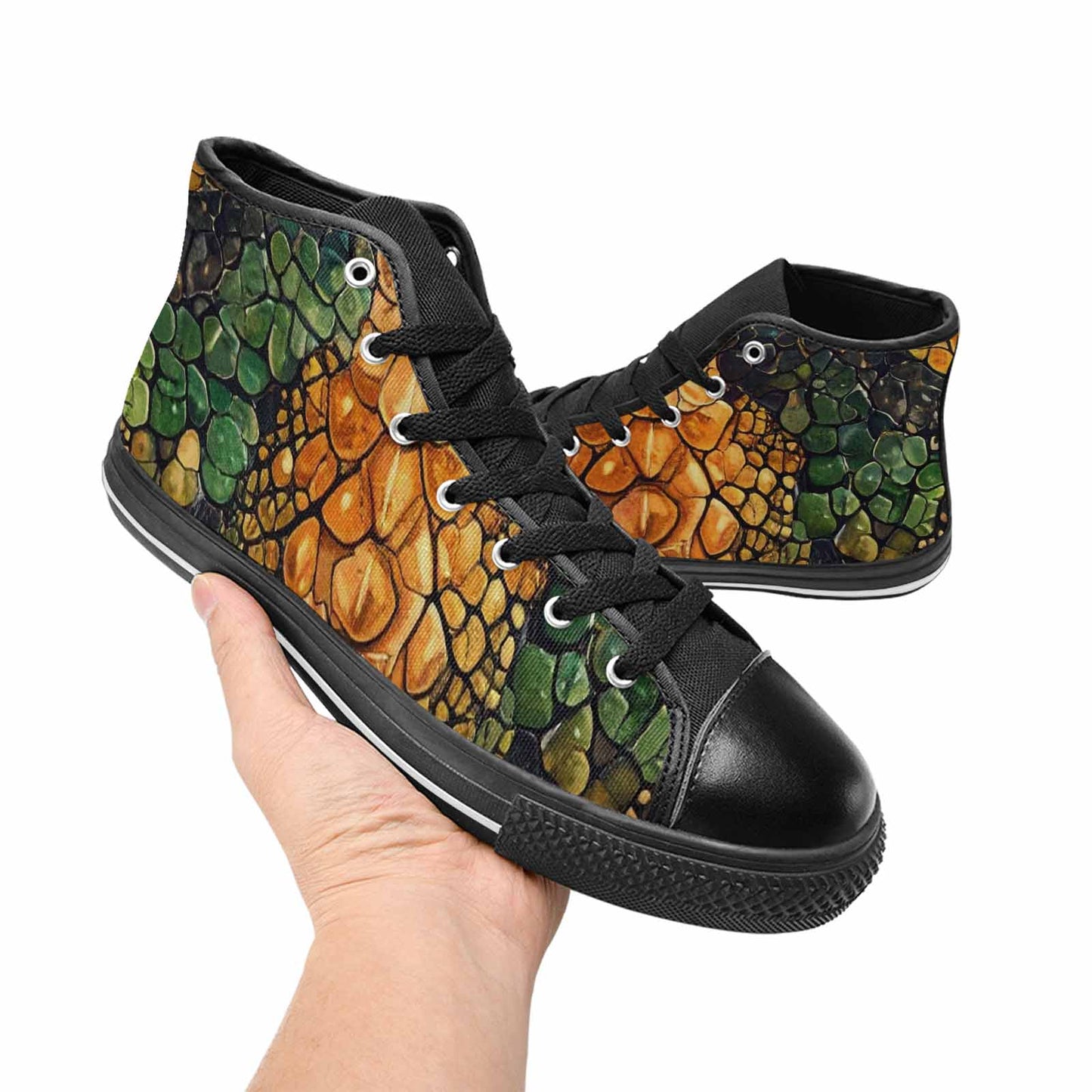 MEN'S Snake Skin Reptile High Top Canvas Aesthetic Custom Shoes