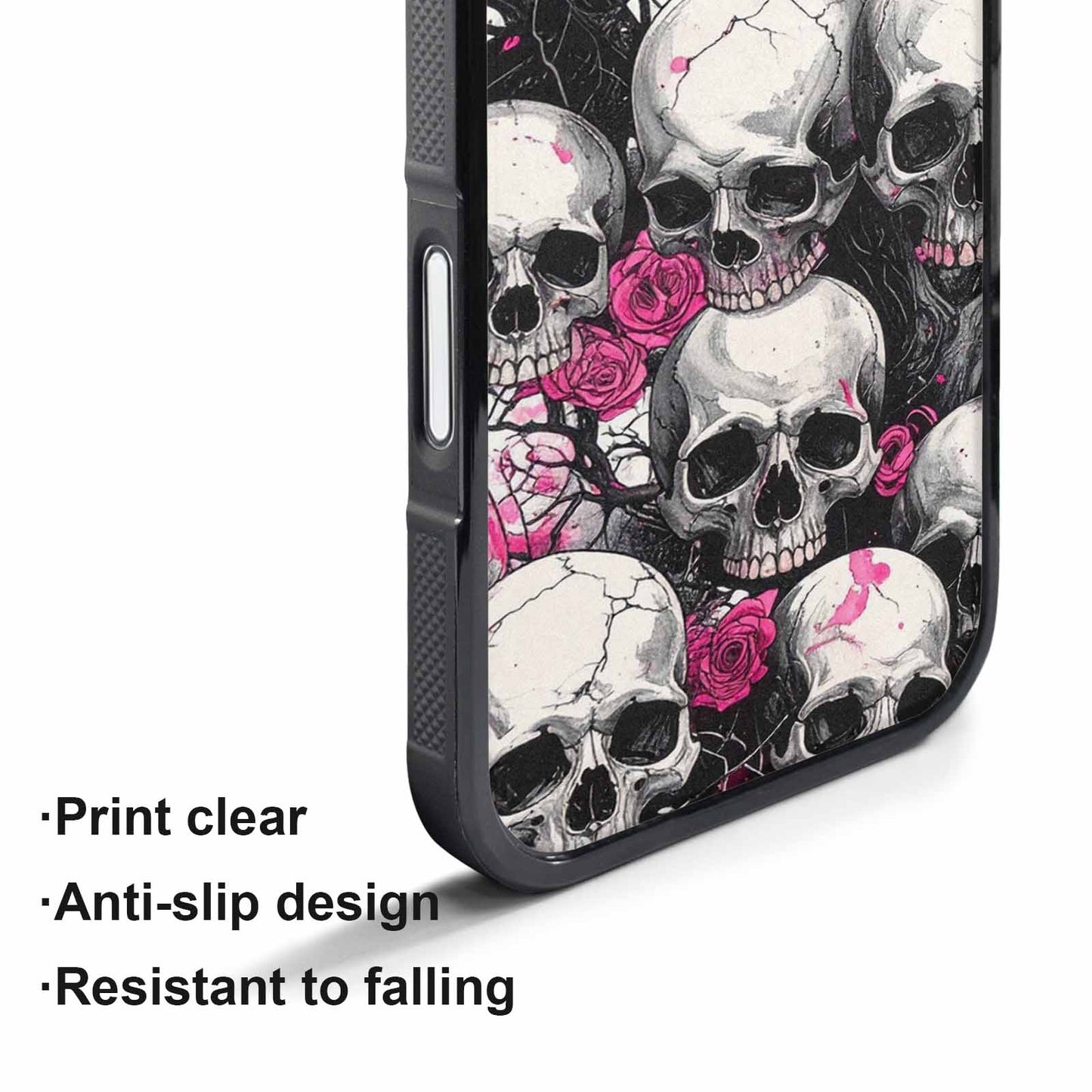 iPhone 17 Pro Max Case — Black &amp; Pink Ink Gothic Skulls, Custom Phone Case