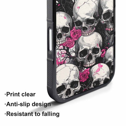 iPhone 17 Pro Max Case — Black &amp; Pink Ink Gothic Skulls, Custom Phone Case