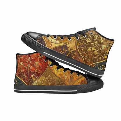 MEN'S Klimt-Style Gold Leaf High Top Canvas Neon Fantasy Custom Sneakers