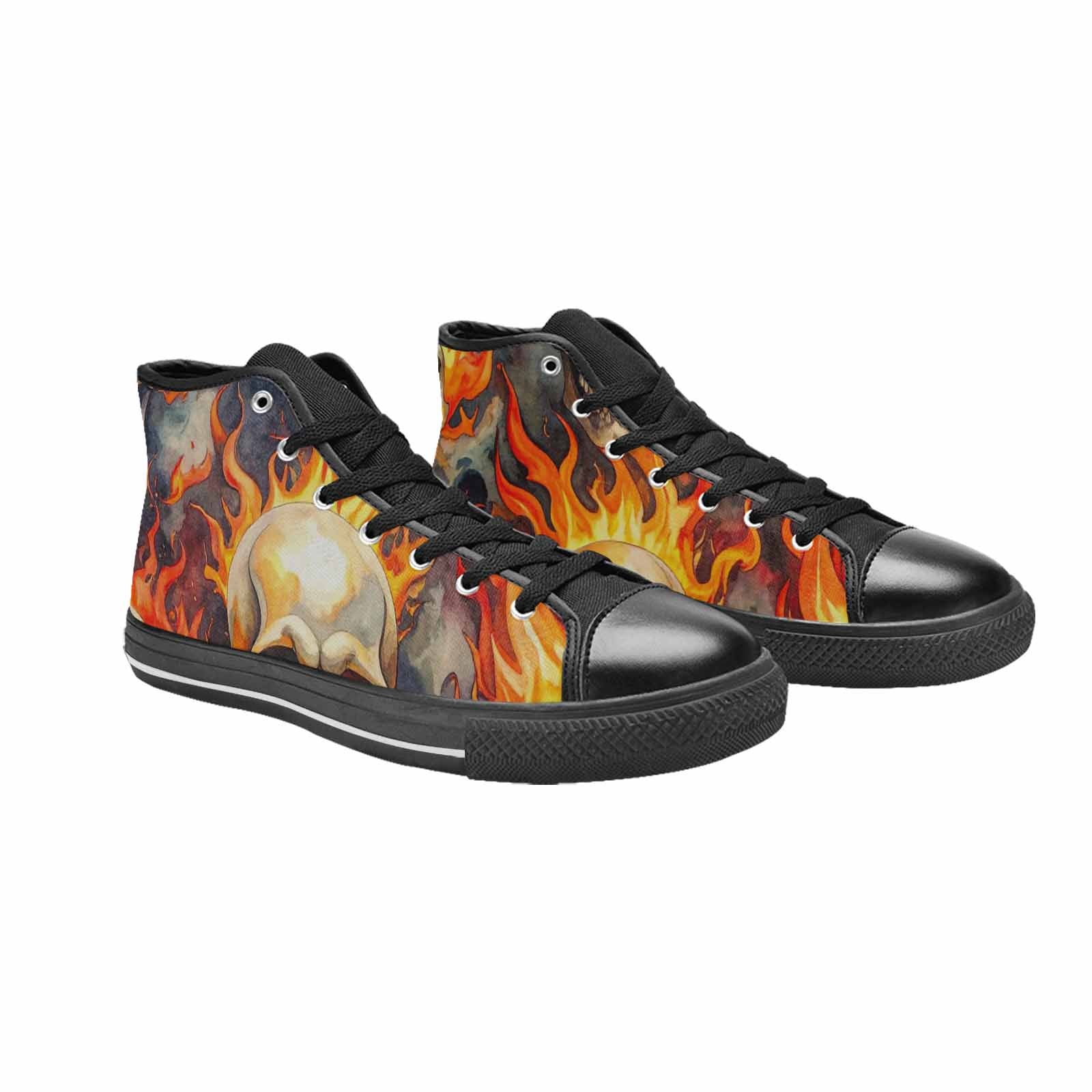 MEN'S Skulls - Flaming High Top Canvas Neon Fantasy Shoes