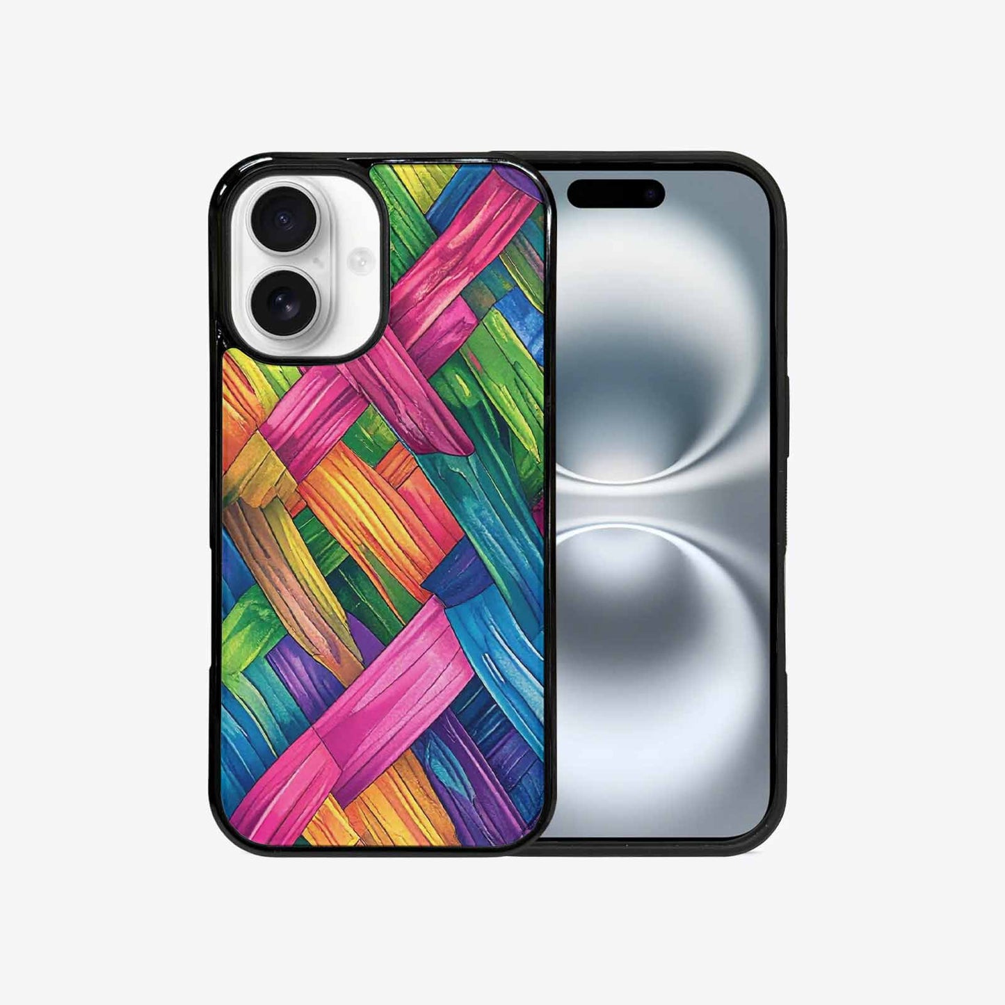 iPhone 16 Case — Polysexual Flag Color Theme Small Rainbow, Custom Designed Case Cover