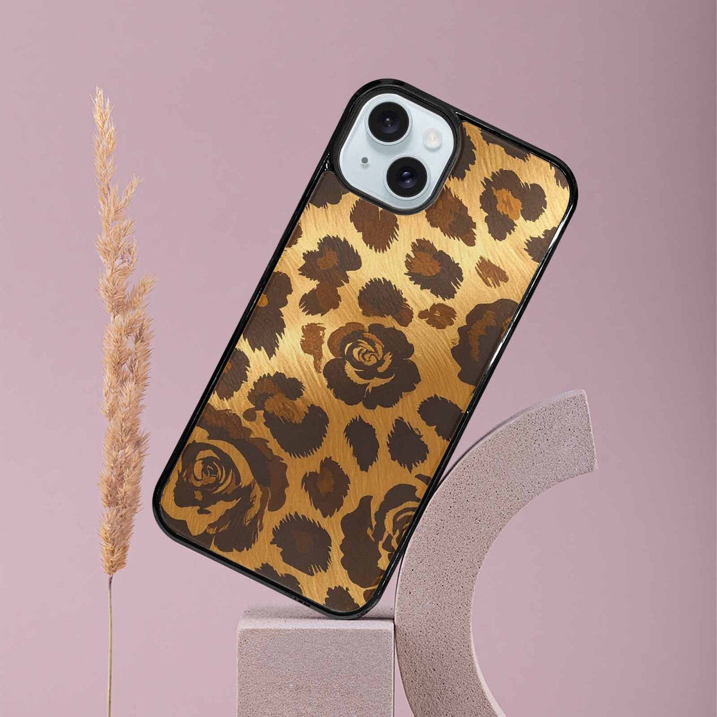 iPhone 15 Plus Case — Classic Leopard Print Warm Golden Tan, Original Design Phone Case
