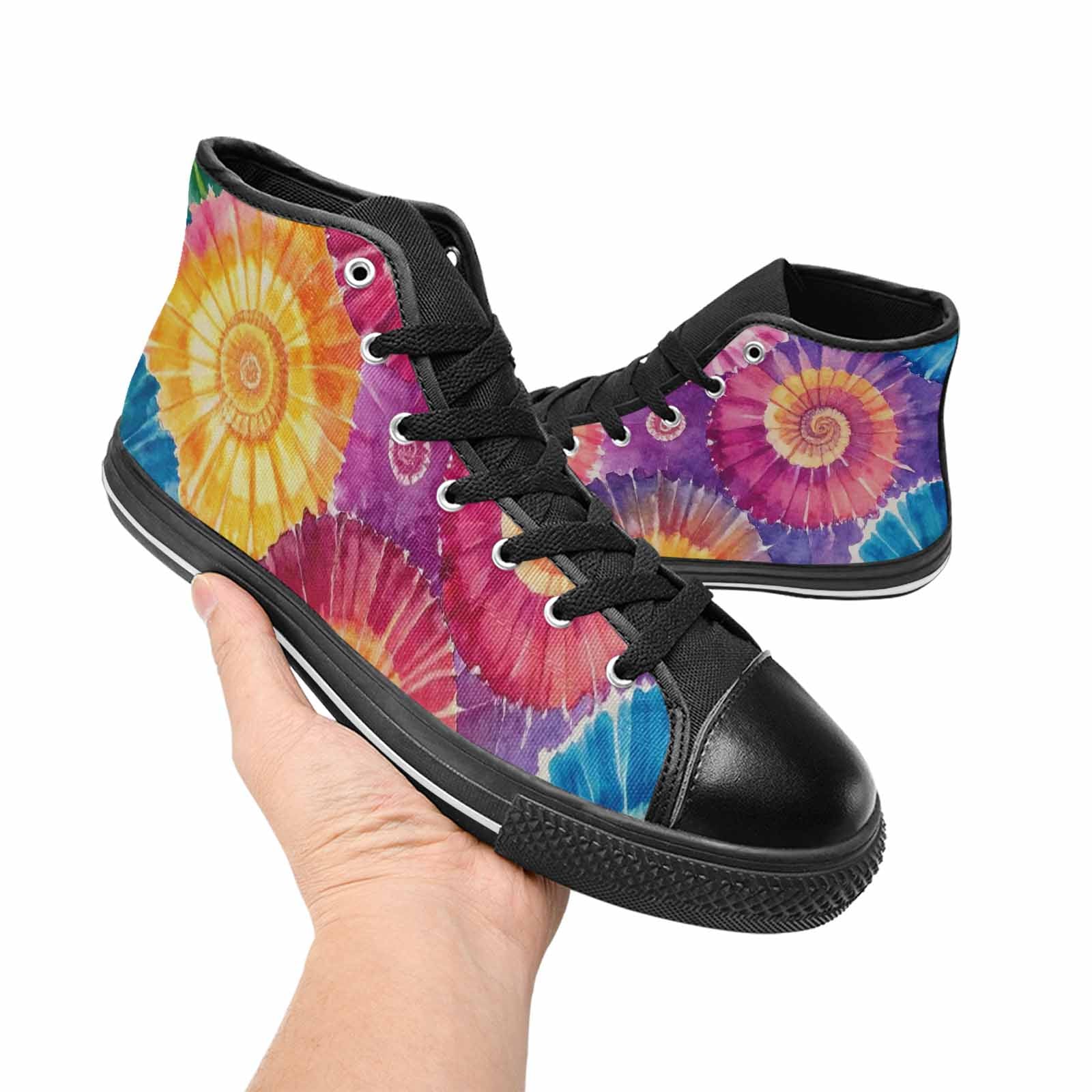 MEN'S Tie Dye Swirl High Top Canvas Dark Academia Shoes