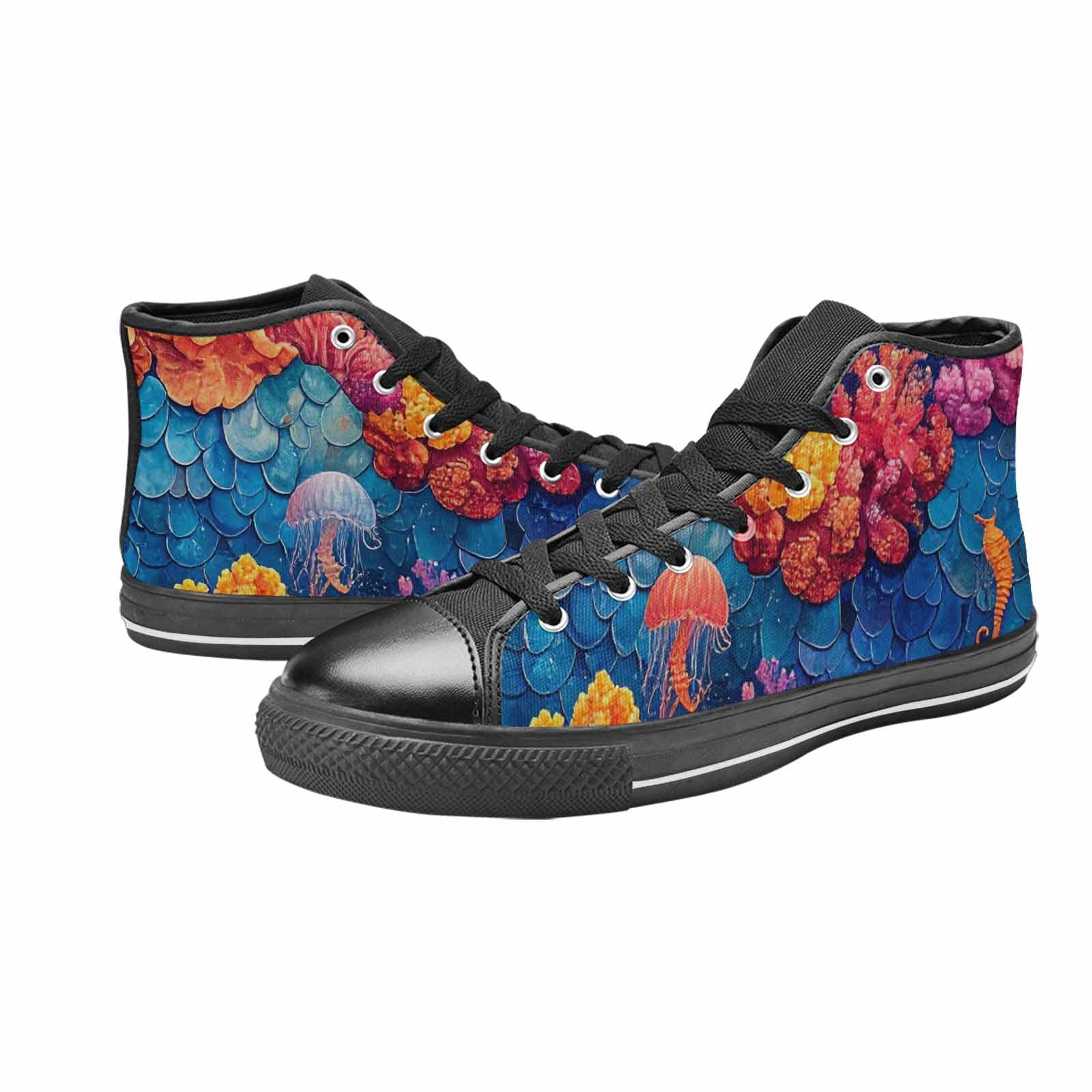 MEN'S Fish Scale Coral High Top Canvas Vivid Custom Sneakers