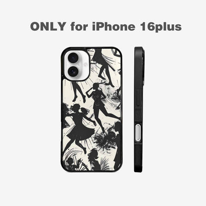 iPhone 16 Plus Case — Bold Dancing Figure Line Art Pattern, Custom Made Phone Cover