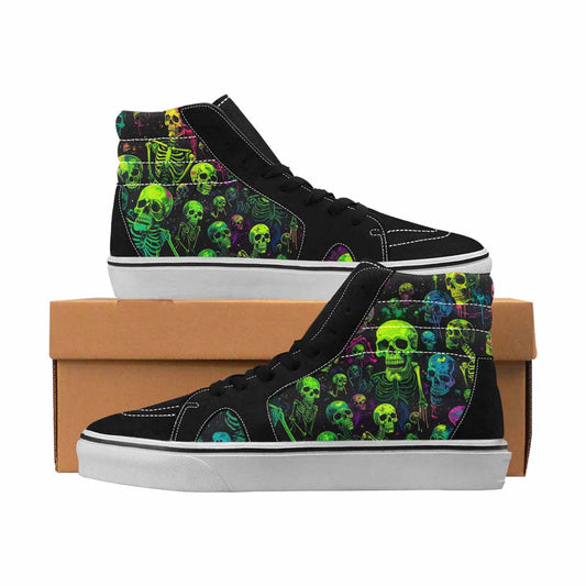 MEN'S Skulls Neon Green Glow High Top Canvas Custom Fashion Aesthetic Custom Streetwear Shoes