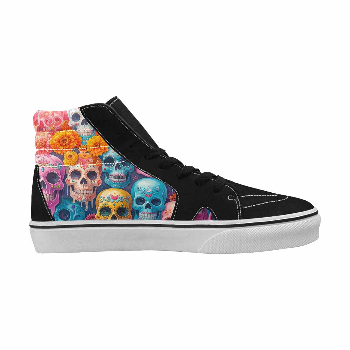 MEN'S Sugar Skulls Melting Sugar High Top Canvas Melting Art Custom Sneakers
