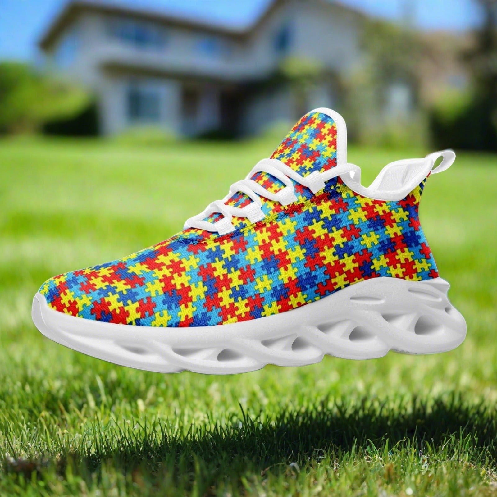 Autism Print high-top canvas shoes, custom full-wrap printed design — Freaky Shoes