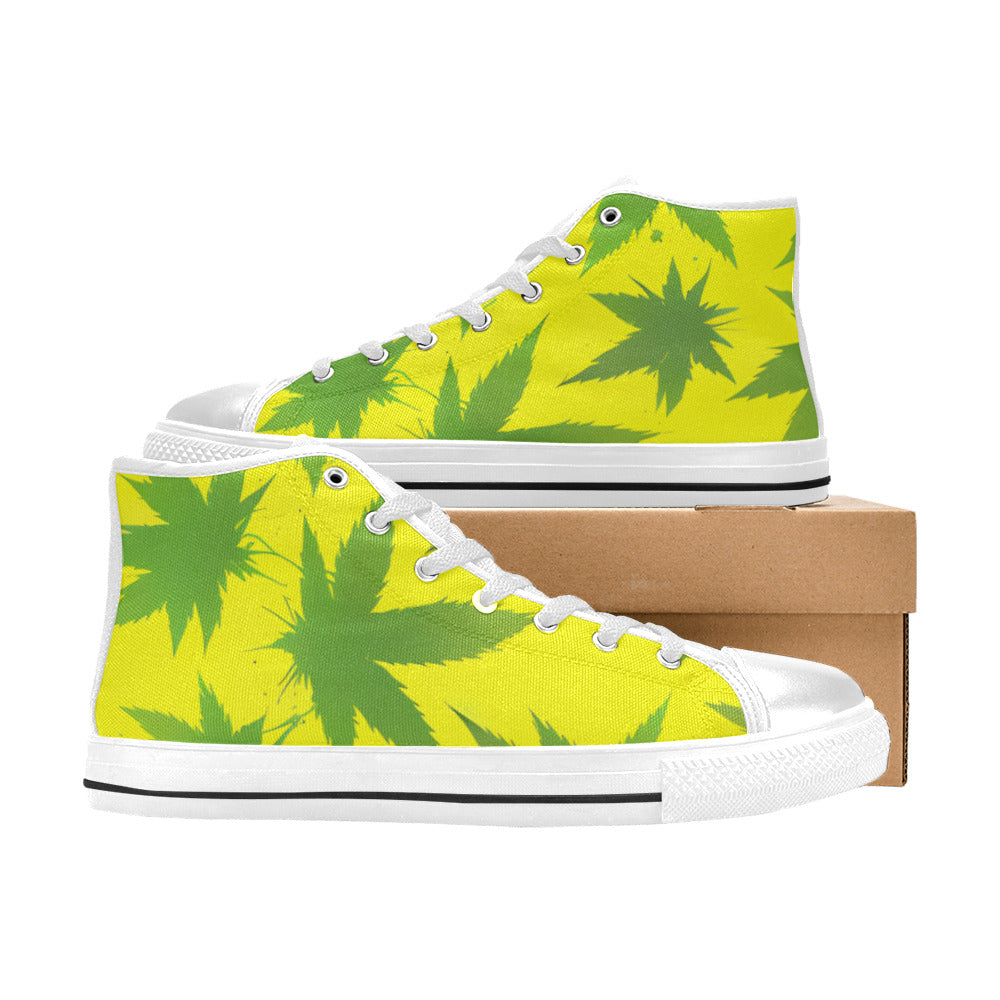 WOMEN'S Cc Weed Art High Top Canvas Grunge Custom Shoes