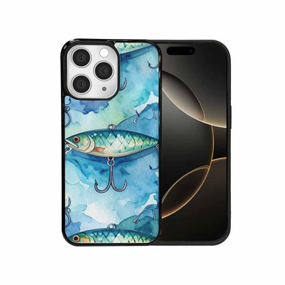 iPhone 15 Pro Max Case — Fishing Lure And Hook Pattern Seamless, Customized Protective Case
