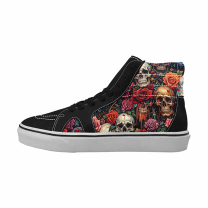 MEN'S Skulls Roses Melting Skulls High Top Canvas Vibrant Chaos Sneakers