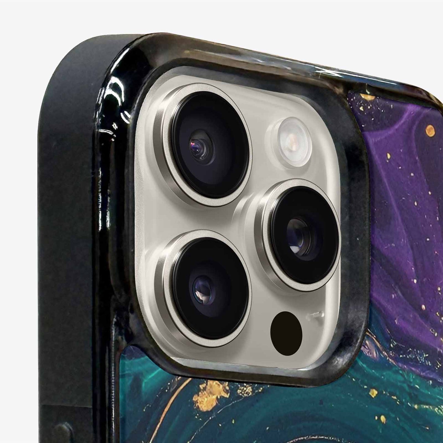 iPhone 16 Pro Max Case — Marbled Swirl Texture Blended With Galaxy, Custom Designed Case Cover