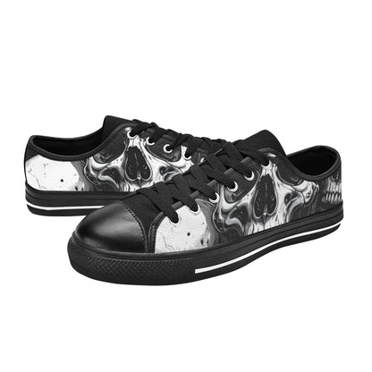 KIDS' Aggressive Comic Skull Black Low Top Canvas Dreamcore Shoes