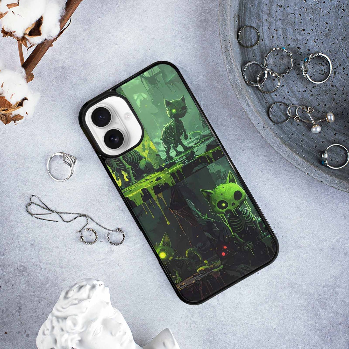 iPhone 16 Plus Case — Toxic Melting Skeleton Cats Small Toxic, Personalized Phone Case