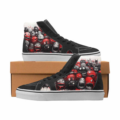 WOMEN'S Monsters Black & Red Ink High Top Canvas Bold Print Grunge Custom Kicks