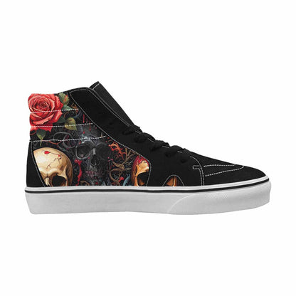 MEN'S Skulls Roses Melting Skulls High Top Canvas Neon Fantasy Custom Shoes