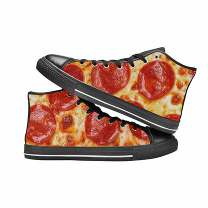 WOMEN'S Pepperoni Pizza Print High Top Canvas Surreal Shoes