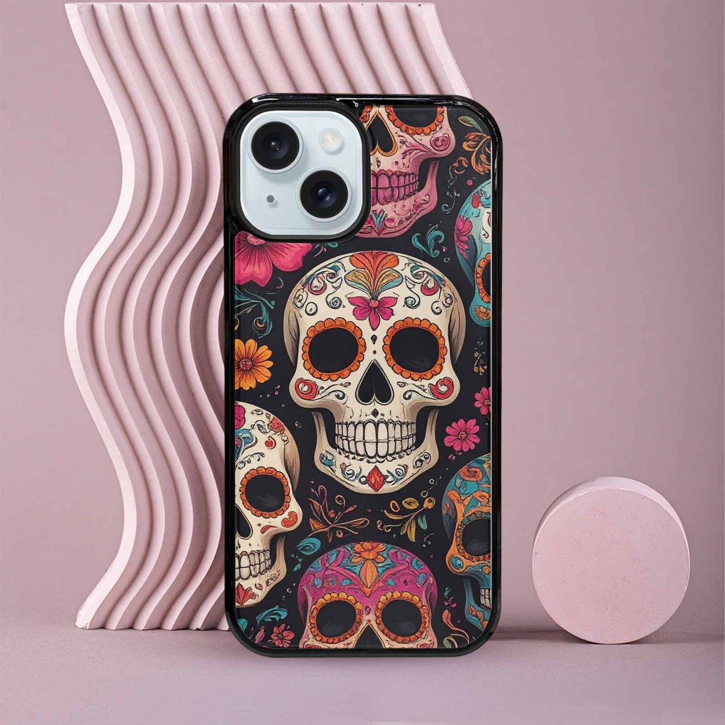iPhone 15 Case — Smaller Skulls Overlapping Seamless Pattern Of, Custom Art Phone Cover