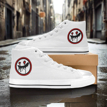 Women's Tops Freaky Logo custom high-top canvas shoes — wearable art by Freaky Shoes
