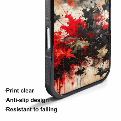 iPhone 17 Pro Case — Black Red Ink Camo Patches Camo, Custom Print Case Cover