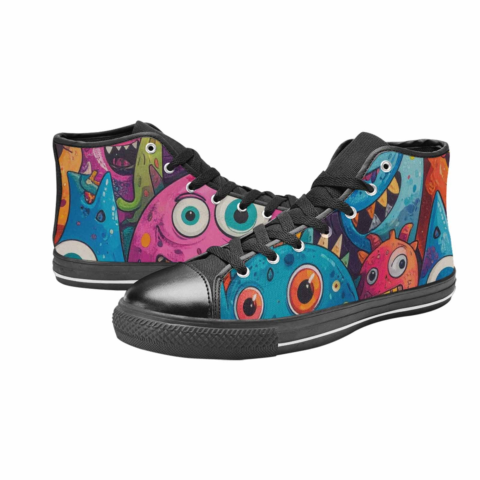 MEN'S Goofy Cartoon Monster High Top Canvas Neon Fantasy Custom Shoes