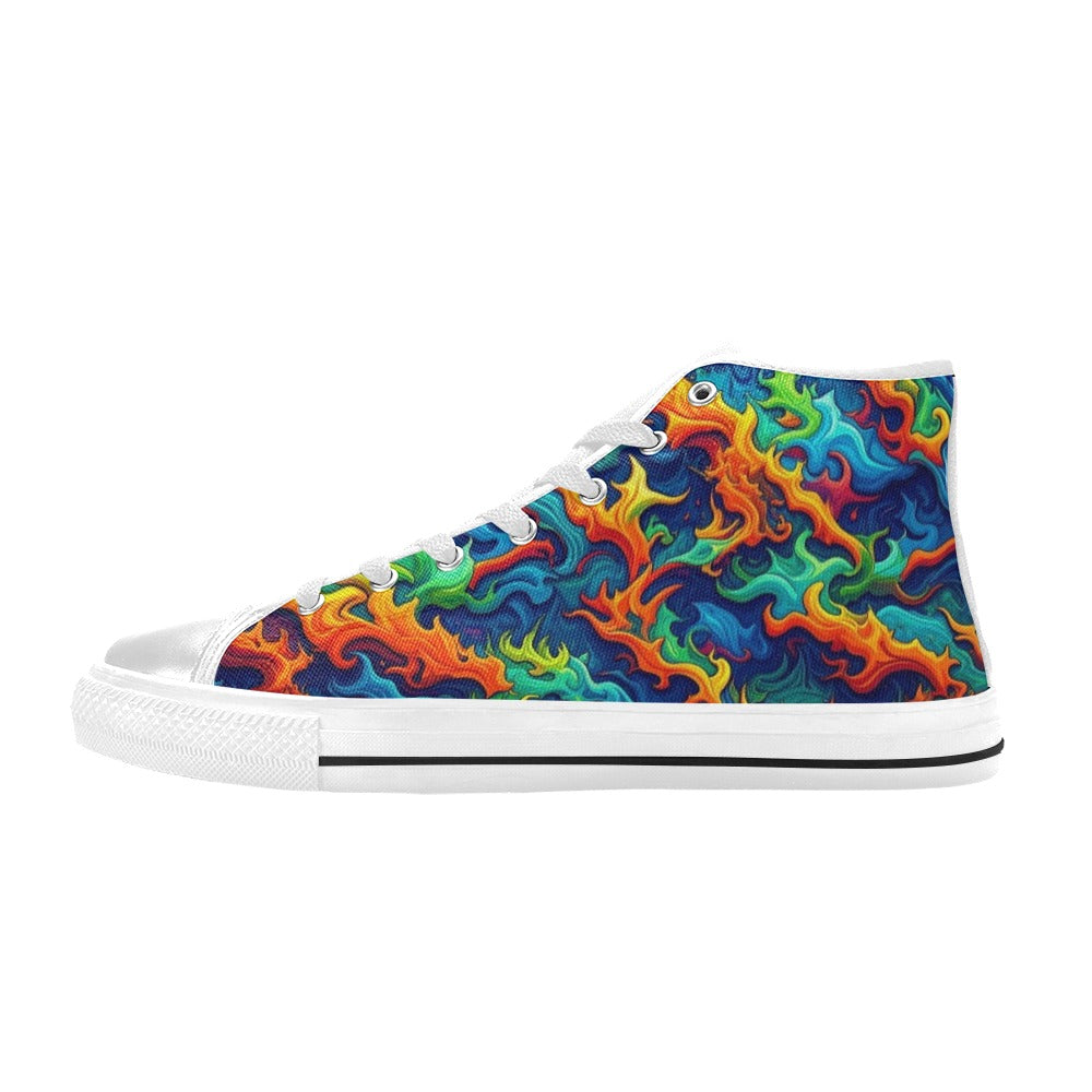 KIDS' Psychedelic Camo Rhythm High Top Canvas Y2K Sneakers