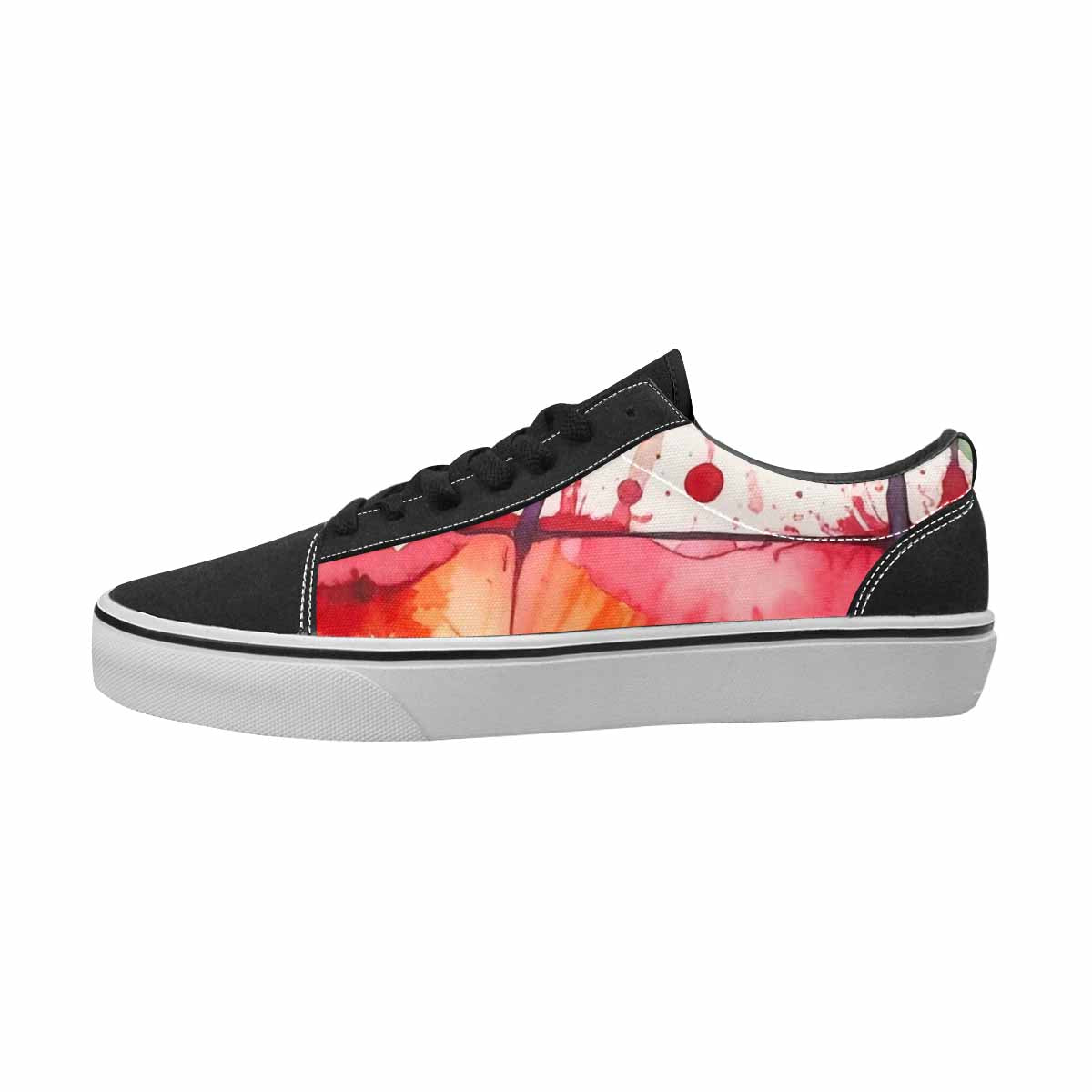 MEN'S Tie Dye Black & Red Ink Canvas Bold Print Kaleidoscope Sneakers
