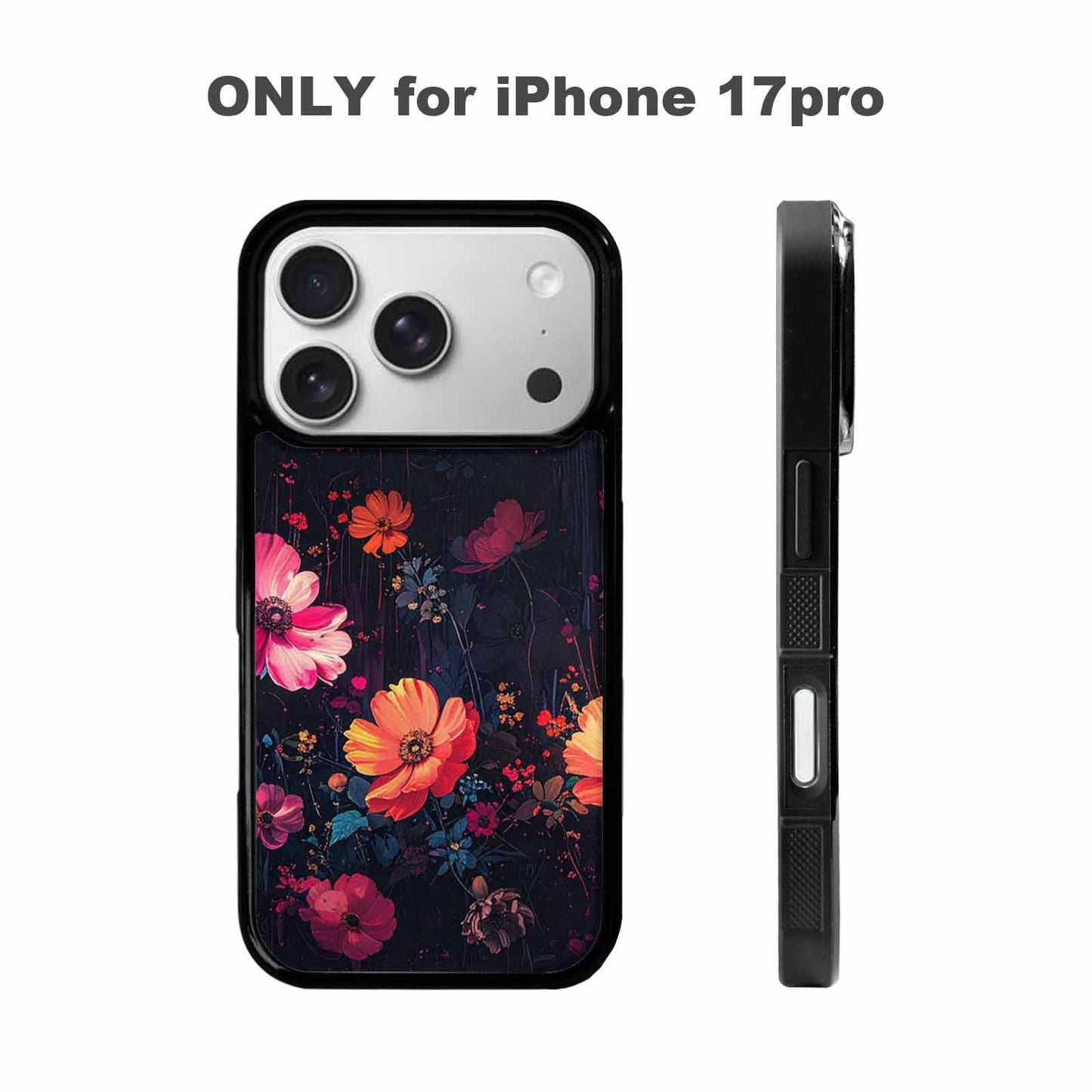 iPhone 17 Pro Case — Shadowy Glitch Floral Pattern Hundreds Floral, Custom Print Case Cover