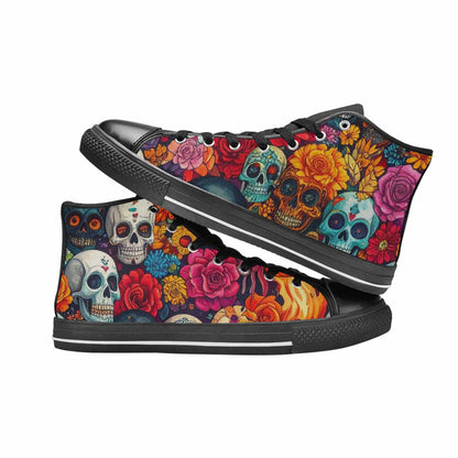 WOMEN'S Skull High Top Canvas Grunge Sneakers