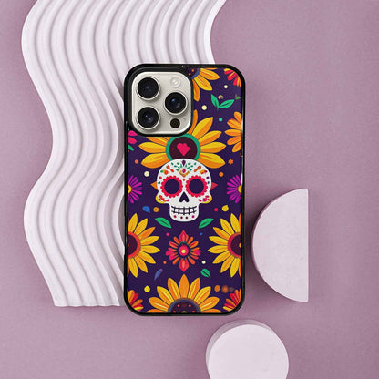 iPhone 16 Pro Max Case — Sunflowers Hundreds Of Skulls Art Seamless, Custom Made Phone Cover