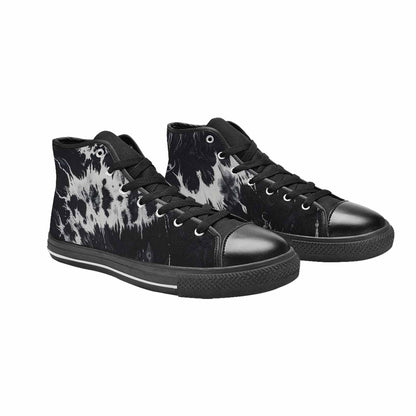 WOMEN'S Black White Animal Print High Top Canvas Wallpaper Art Sneakers